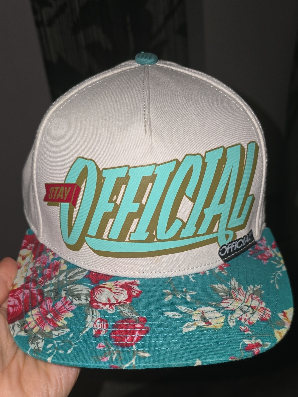 Stay Official White Pink & Turquoise Floral Snapback Hat